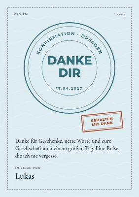 Konfirmation Dankeskarte — Visumstempel