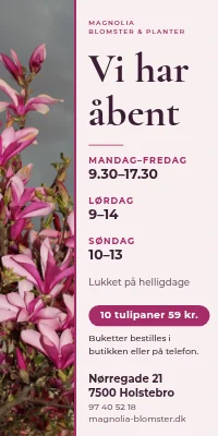 Dørplakat til blomsterbutik — åbningstider