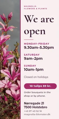 Door poster for a florist — opening hours