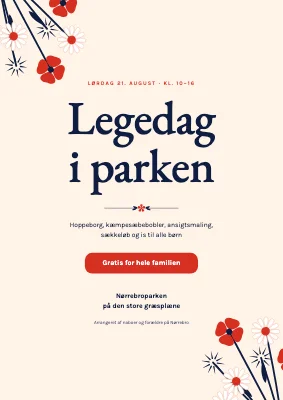 Legedag i parken — markblomster i hjørnerne