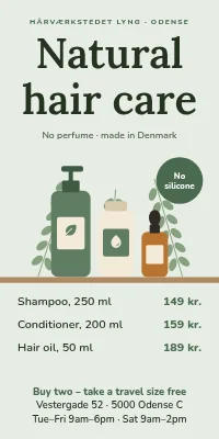 Door poster for a hair salon — natural hair products