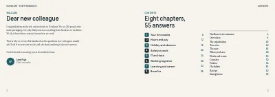 الصفحات 2–3 من Staff handbook for a mid-size company – 64 pages