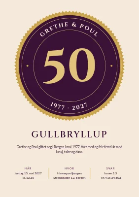Gullbryllup — segl med 50