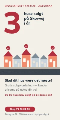 Dørplakat til ejendomsmægler — tre huse solgt på vejen