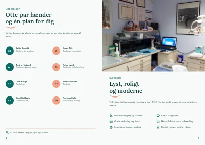 Side 4–5 af Informationsbrochure for tandklinik – 16 sider