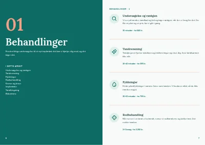 Side 6–7 af Informationsbrochure for tandklinik – 16 sider