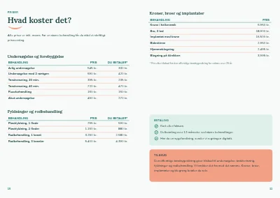 Side 10–11 af Informationsbrochure for tandklinik – 16 sider