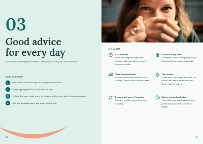 Pages 12–13 of Information brochure for a dental clinic – 16 pages