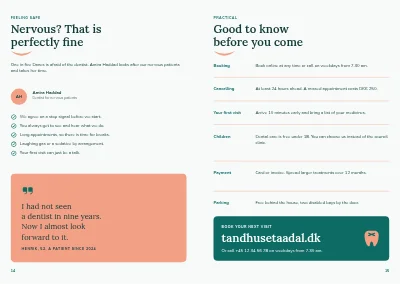 Pages 14–15 of Information brochure for a dental clinic – 16 pages