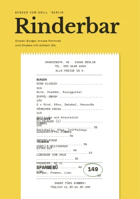 Burger-Speisekarte als Kassenbon