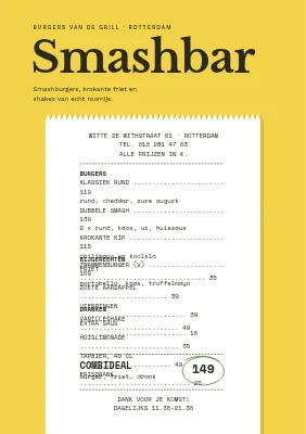 Burgermenu als kassabon