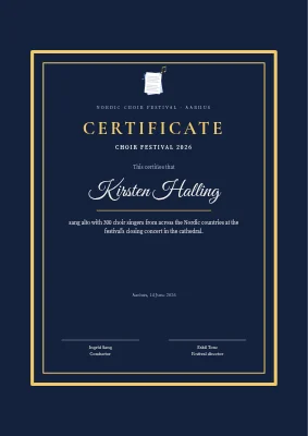 Certificate of participation — choir festival