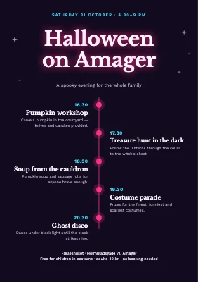 Halloween party — the evening's timeline