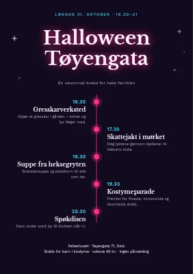 Halloween-fest — kveldens tidslinje