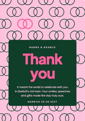 Thank-you card — pattern of ring pairs