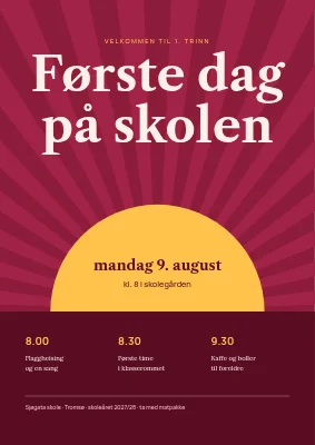Første skoledag — velkommen til 1. trinn