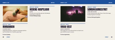 Seiten 32–33 von Programme for a music and culture festival – 64 pages