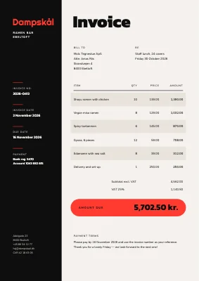Invoice — ramen bar