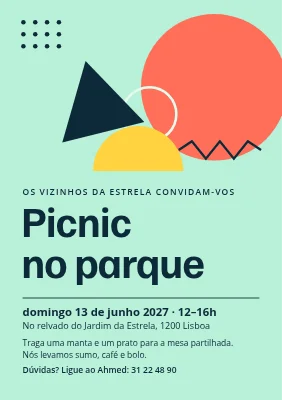 Piquenique no parque — convite dos vizinhos