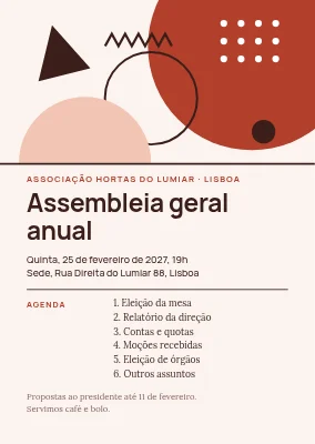 Assembleia geral da associação de hortas — aviso