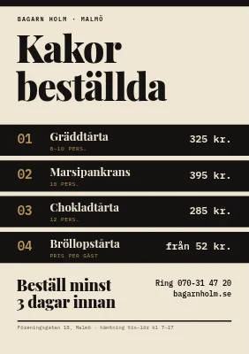 Tårtbeställningar — Nyborgs bageri