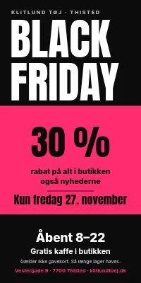 Dørplakat til tøjbutik — Black Friday
