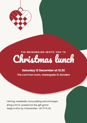 Christmas lunch with a woven heart — invitation