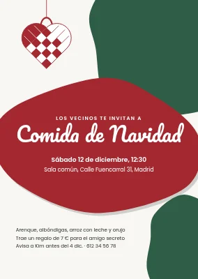 Comida de Navidad con corazón trenzado — invitación