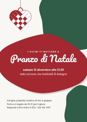 Pranzo di Natale con cuore intrecciato — invito