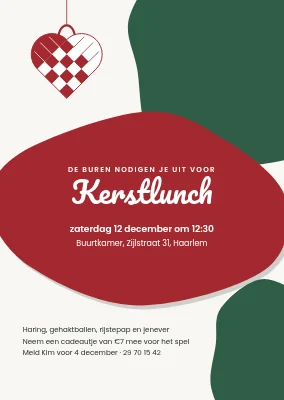 Kerstlunch met een gevlochten hartje — uitnodiging