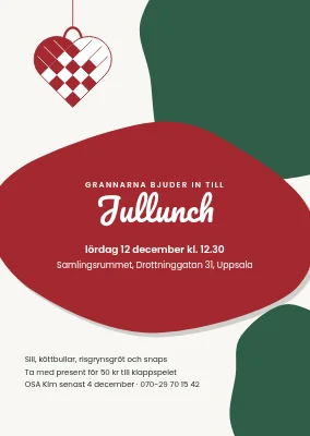 Julbord med flätat hjärta — inbjudan