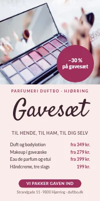 Dørplakat til parfumeri — gavesæt −30 %