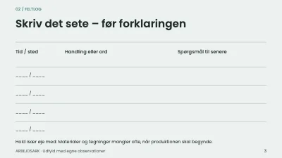 Side 3 af Værkstedets arbejdsflow