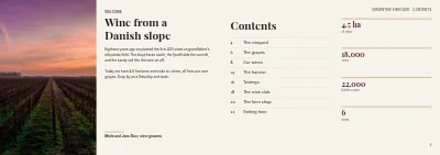 Pages 2–3 of Brochure for a Danish vineyard – 24 pages