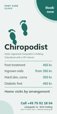 Door poster for a chiropodist — book an appointment