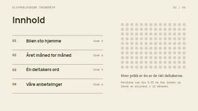Side 2 av Forskningsresultater — et år på elsykkel