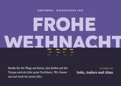 Weihnachtskarte — Frohe Weihnachten am Kanal