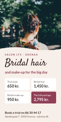 Door poster for a hair salon — bridal hair and make-up