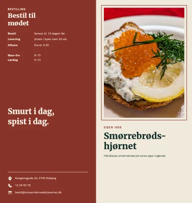 Smørrebrød: menu og bestilling