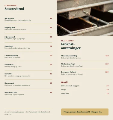 Side 2 af Smørrebrød: menu og bestilling