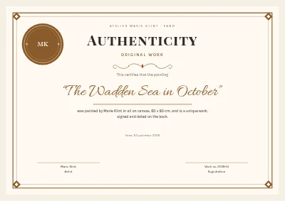 Certificate of authenticity — painting