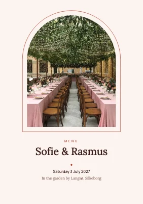 Wedding menu — garden wedding in an arch