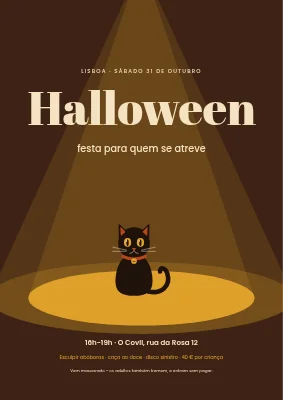Festa de Halloween — gato sob os holofotes
