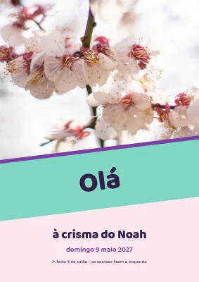 Crisma — placa de boas-vindas pastel com faixa inclinada