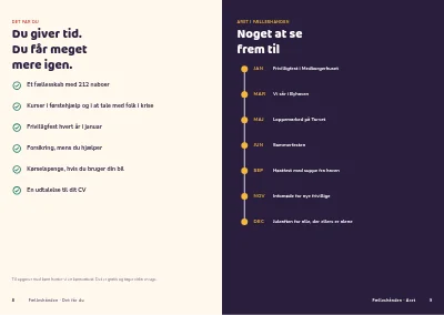 Side 8–9 af Hvervebrochure for frivilligforening – 12 sider