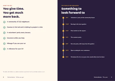 Seiten 8–9 von Volunteer recruitment booklet for an association – 12 pages