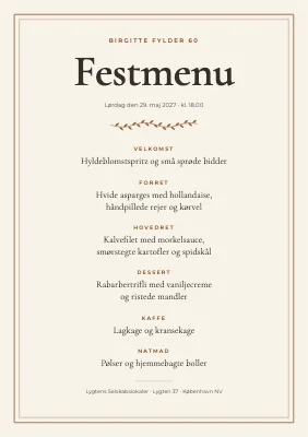 Festmenu i dobbelt ramme