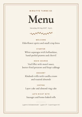 Party menu in a double frame