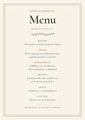 Feestmenu in een dubbele lijst