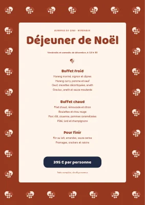 Page 1 de Déjeuner de Noël — menu avec cœurs tressés
